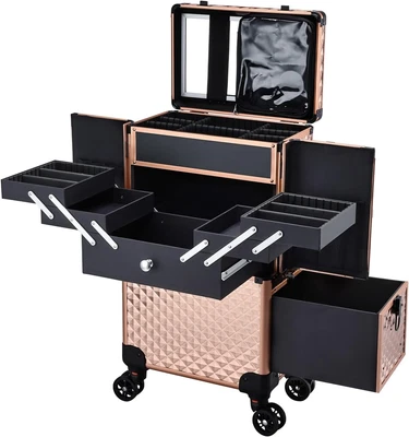 $205 • Buy Professional Makeup Artist Rolling Train Case Multi-Functional Cosmetic Train Ca