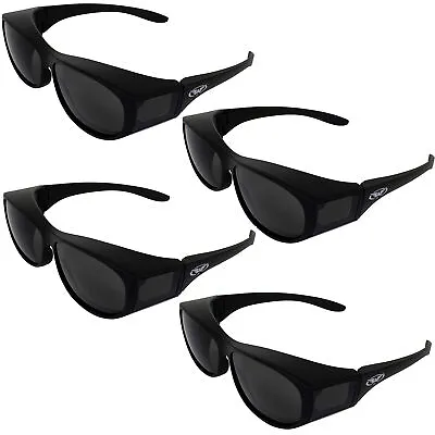 4 Pairs Global Vision Escort Fits Over Most Glasses Motorcycle Sunglasses Black • $39.99