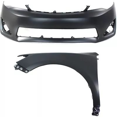 Bumper Cover Kit For 2012-2014 Toyota Camry Front With Holes For Fog Light • $155.90