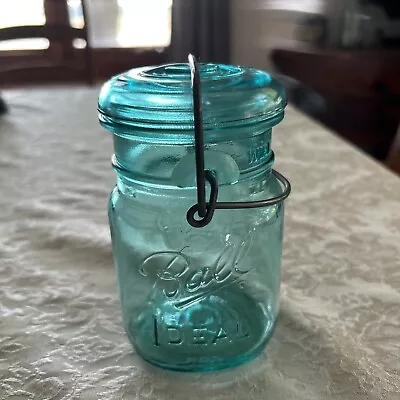 Green Vintage 1976 Bicentennial Ball Ideal Mason Jar W/Wire Side Lid Pint • $12