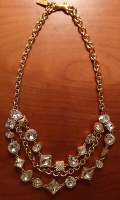 COACH 3-Tier Layered Faceted Pave/Bezel CZ's Statement Gold Necklace NWOT • $214.11