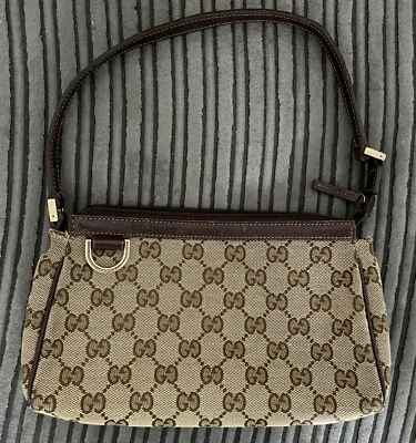 £142 • Buy Auth GUCCI Shoulder Bag Pouch Purse BrownI GG Canvas Leather Used