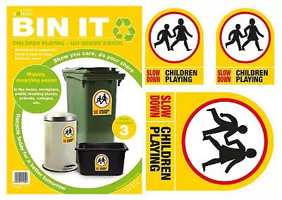 'Slow Down Children Playing' Self Adhesive Easy Application Wheelie Bin Sticker • $35.93