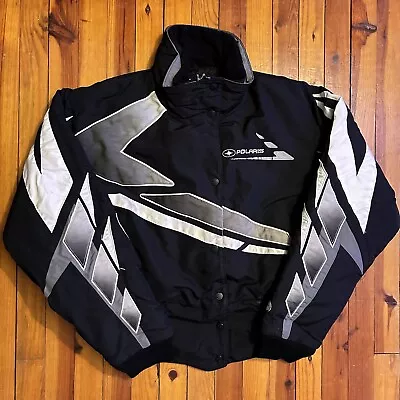 Vintage Polaris Snowmobile Racing Jacket Coat Men’s Size Small Black White • $40