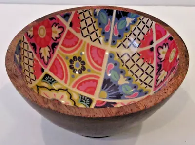 Tommy Bahama Colorful Decorative Mango Wood Bowl - UNIQUE - Made In India • $35