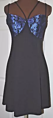 Javelin Women's  Size M Strappy Black With Blue Lace Dress BNWT • £8