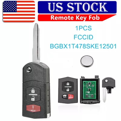 Keyless Entry Flip Remote Car Key Fob For Mazda 2 5 CX-7 CX-9 BGBX1T478SKE125-01 • $13.78