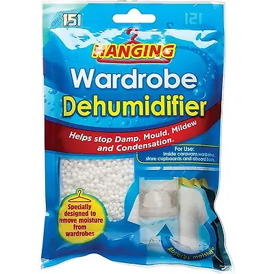 151 Hanging Wardrobe Dehumidifier Removes Moisture Damp Mould Mildew 180g 450ml • £5.95