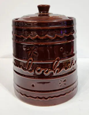 Vtg EUC Clean Mar-Crest Ovenproof Stoneware Cookie Jar  Crock Dots & Daisies *cs • $18.99