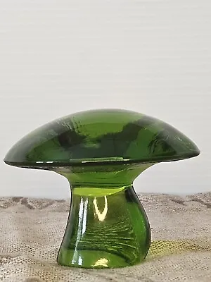 Vintage MCM Viking Glass Green Mushroom Paperweight 2.25 Inches X 3 W  • $124.99