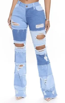 $9.99 • Buy Fashion Nova-Met Your Patch Low Rise Bootcut Jeans- Women’s Size: 5- NEW!!