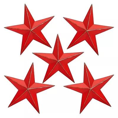 5 Pack Metal Star Wall Decor For Indoor Or Outdoor Decor (Red 2 X 12 In) • $29.89