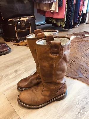 Rare Doc Martens Brown Sherling Lined Boots Size 37 • $200