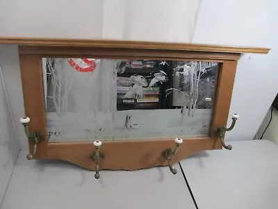 Coat Rack W/ Etched Glass Mirror Ducks Wildlife Scene  • $59.99