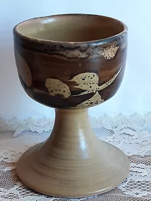 BENNETT WELSH Pacific Stoneware Studio Art Pottery Vase Goblet Leaves 1970's USA • $21.21