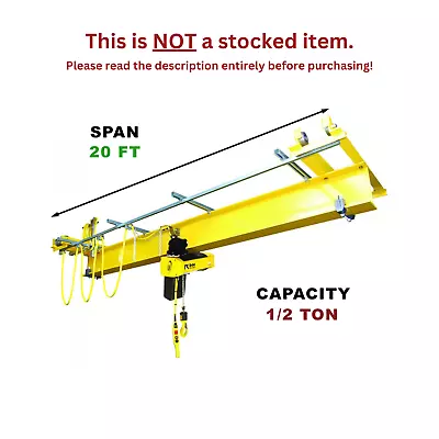 R&m Qlp 1/2 Ton 20' Span Under Running Single Girder Overhead Push Crane Kit • $4530