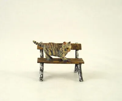 Vienna Bronze CAT ON A BENCH Bermann Austria Cold Painted Brass Mojo Austria • $109.99