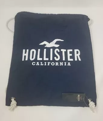 Hollister California Unisex Blue Cinch Drawstring Bag Plain One Color Beach • £12.34