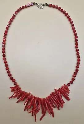 Vintage Miriam Haskell Faux Red Coral Necklace - Signed • £39.95