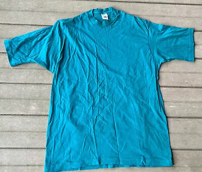 Vintage 1990s Fruit Of The Loom T Shirt XL Blank Teal Single Stitch USA Tee • $17.50