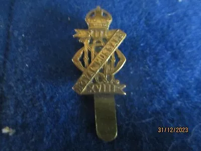 BRITISH ARMY 13th/!18th ROYAL HUSSARS KINGS CROWN BRASS CAP BADGE • £7.99