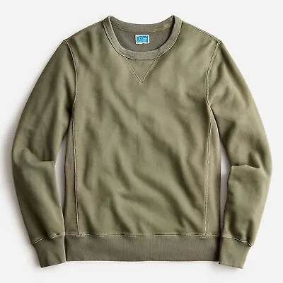 JCREW Sweatshirt French Terry Olive Green Solid Plain Classic Ribbed Crewneck Nr • $24.75