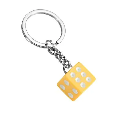 Dice Keyring Yellow Colourful Novelty Die Keychain • £3.45