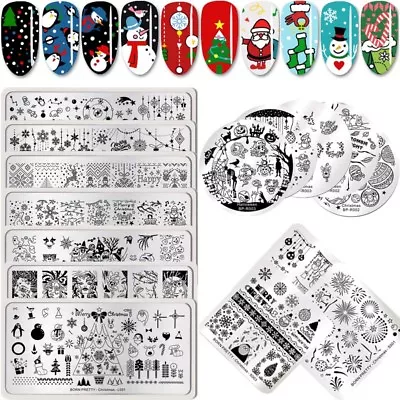 BORN PRETTY Xmas Nail Art Stamping Plates Christmas Stamp Image Templates Plate • £1.19