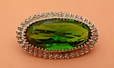 Antique Charles Horner  Emerald Green Stone 1900 Chester  Sterling Silver Brooch • £29.99