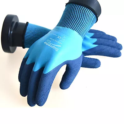 Waterproof Latex Coated Work Safety Grip Gloves Builders Gardening Mechanic • £1.49