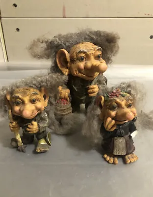 Vintage NyForm  Handmade In Norway Trolls Figure Total Of 3 • $100