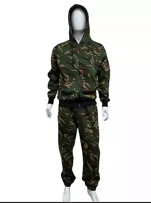 Men Army Camo Camouflage Fleece Tracksuit Hoodie Zipper Sports Joggers Bottom UK • £19.90