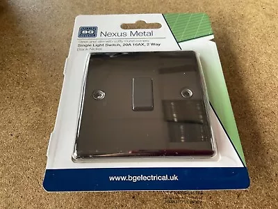 BG Electrical NBN12 Nexus Metal Black Nickel 1 Gang 20A 16AX 2 Way Plate Switch • £5.25