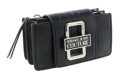 Versace Jeans Couture Black Rope Handle Croc Embossed Mini Shoulder Bag • $219.99