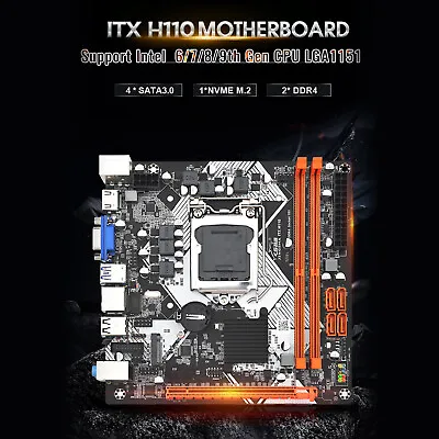 ITX H110 Motherboard LGA 1151 Support 2*DDR4 USB3.0 SATA3 NVME WIFI Bluetooth • $76.79