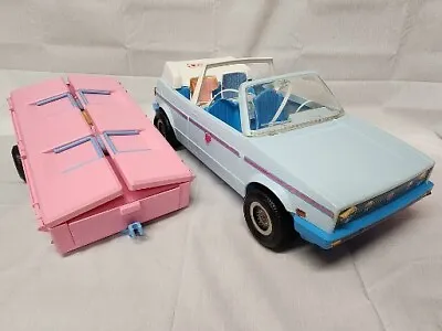 Vintage Mattel 1981 Barbie Heart Family VW Convertible Blue & 1986 Camper RARE • $159.99