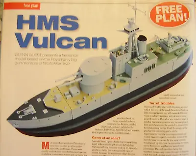 Original Model Boat Plan 2014 Hms Vulcan Big Gun Monitor Wwii Scale 1/144 • $12.62