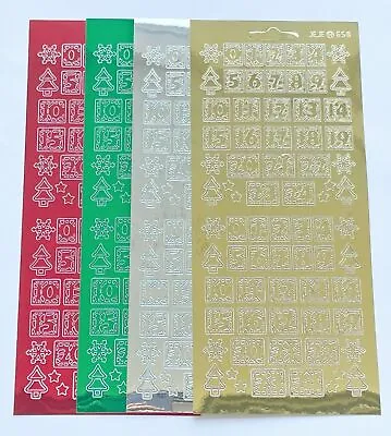 Christmas Mirror Peel Off Sticker Sheet Advent Numbers 0 - 24 DIY Calendar Craft • £1.99