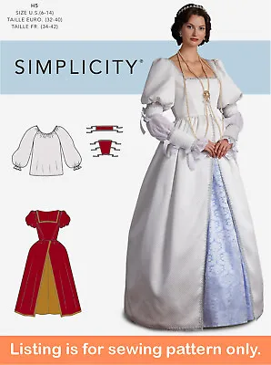 SEWING PATTERN Womens Costume Dress - Medieval Renaissance Tudor Plus Size 10547 • $9.49