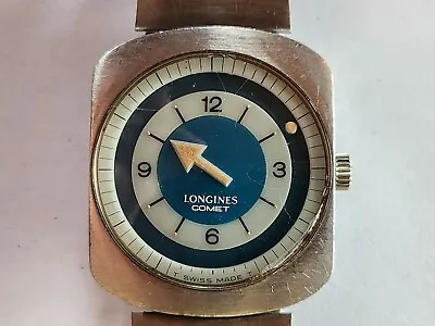 1970's LONGINES COMET 8475 MYSTERY DIAL STAINLESS STEEL MANUAL WIND MEN'S WATCH • $1425