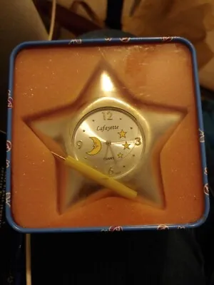 Lafayette Silver Star Clock Moon An Stars 3 In All Around Still In Original Box • $12