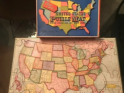 Vintage Parker Bros. United States Wood Jigsaw Puzzle Circa 1920's  COMPLETE • $24.99