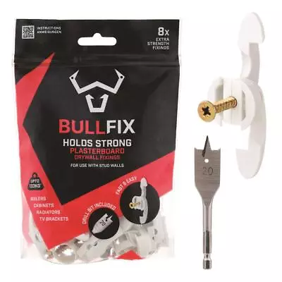 Bullfix Extra Heavy Duty Plasterboard Fixings Starter Kit Wall Anchor Plug 8 Pk • £12