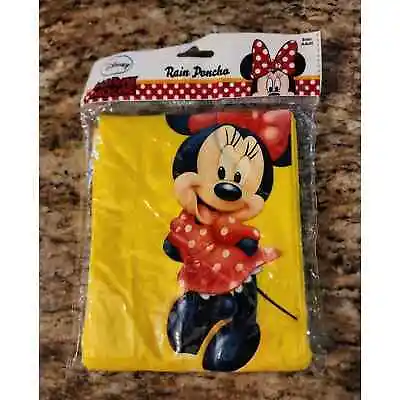 Disney Minnie Mouse Rain Poncho Yellow Adult One Size New Factory Sealed • $10