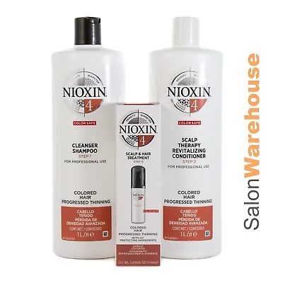 Nioxin System 4 Cleanser  Revitaliser & Treatment New Release Litres And 100ml  • $114.95