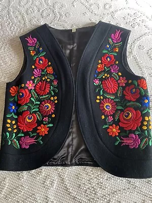 Vintage Hungarian  Matyo Vest  Hand-Embroidered Size 40/12 - NEW • $125