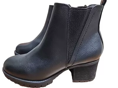 New Mia Jody Chelsea Boot Black 8.5 Lug Sole Stack Heel  • $20.24