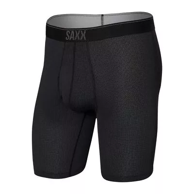 Saxx Quest Quick Dry Mesh Long Leg Fly Men's Underwear Black II Large • $36