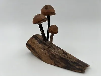 Handmade Americana Folk Art - Wooden Hand Carved Mushroom Sculpture • $24.90