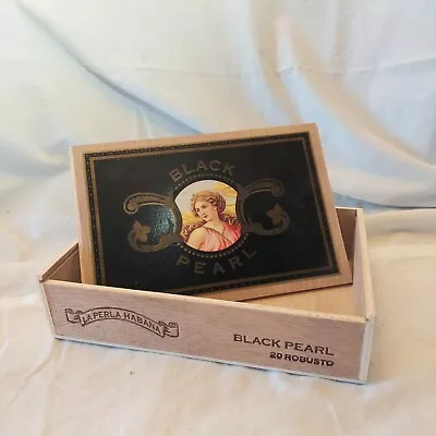 La Perla Habana Black Pearl Cigar Box Hand Made In Nicaragua 20 Robust Vtg Empty • $24.96